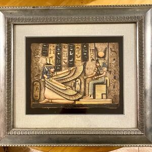 vintage Egyptian dimensional art in a shadowbox frame